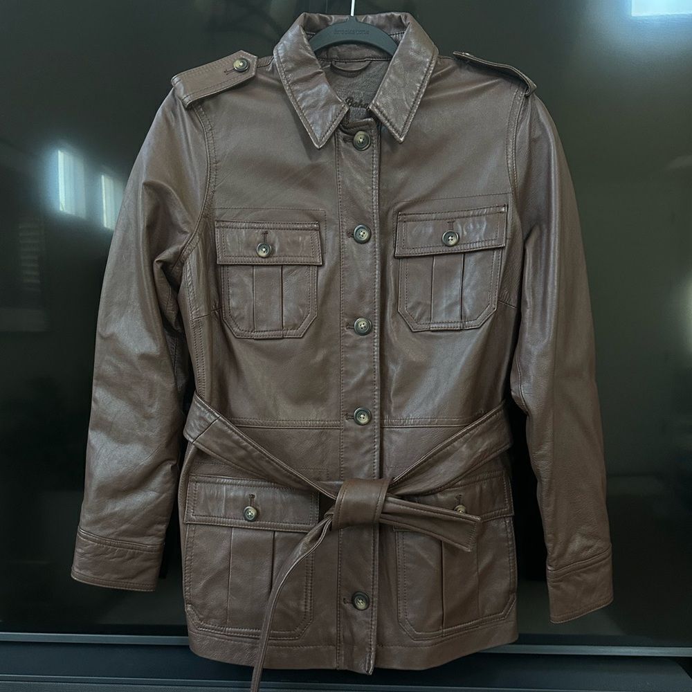 NWT Tommy Bahama Women’s Brown Leather Belted Jacket Size XS